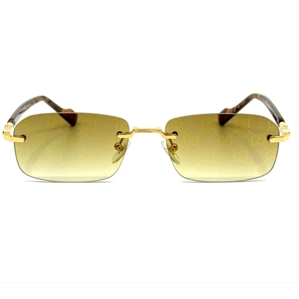 Gucci Gold Rimless GG Logo Gradient Sunglasses